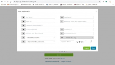 user registration form